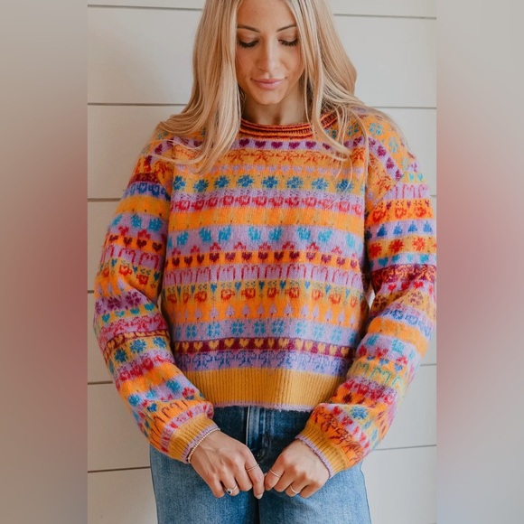 NWT- Free People Multicolor Knit wool Sweater brand new - Picture 16 of 16